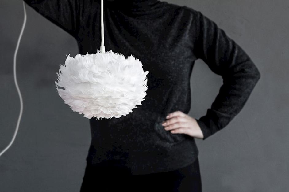 Eos Micro Hardwired Pendant in White with White Cord by UMAGE