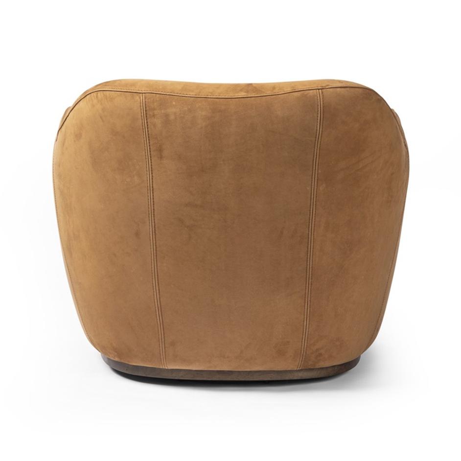 Julius Swivel Chair In Nubuck Cognac by Four Hands