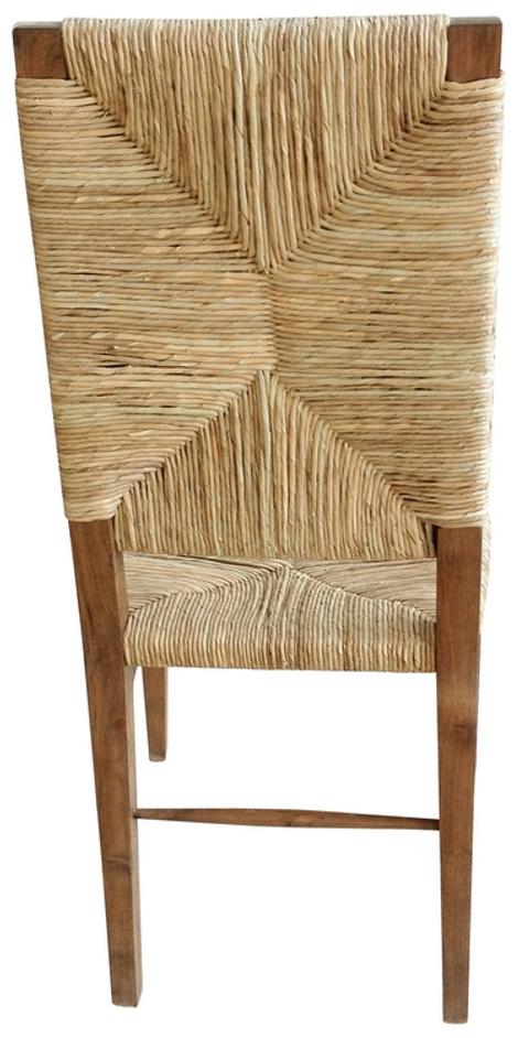 Neva Teak Chair with Rush Seagrass Seat in Clear Coat Flat Finish by Noir Furniture