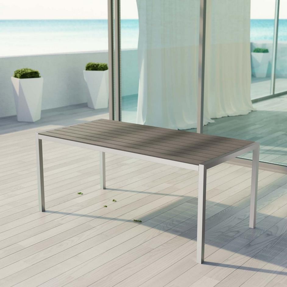 Nantucket Outdoor Patio Aluminum Dining Table In Silver Gray by Modway Furniture