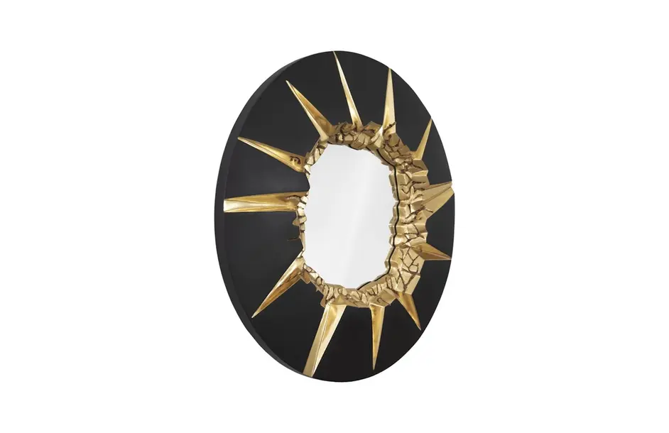 Circular Cracked Mirror, Black & Gold by PHILLIPS COLLECTION