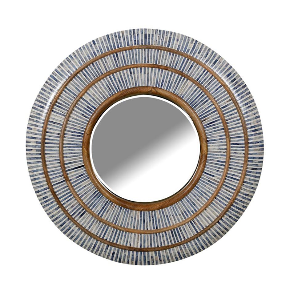 Jaipur 46" Round Blue and Gold Bali Mirror by Home Trends & Design