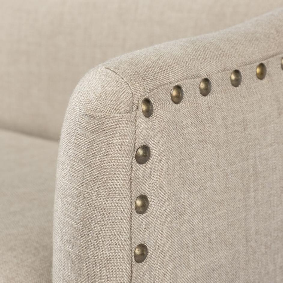 Bergen 60L x 19W Beige Fabric Covered Seat W/Brown Wood Frame Accent Bench by Mercana