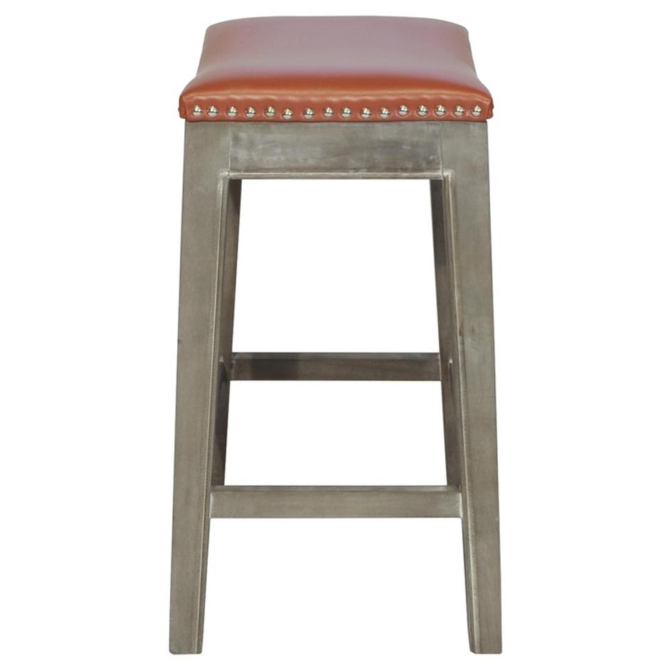 Elmo KD Bonded Leather Counter Stool Mystique Gray Frame, Pumpkin by New Pacific Direct