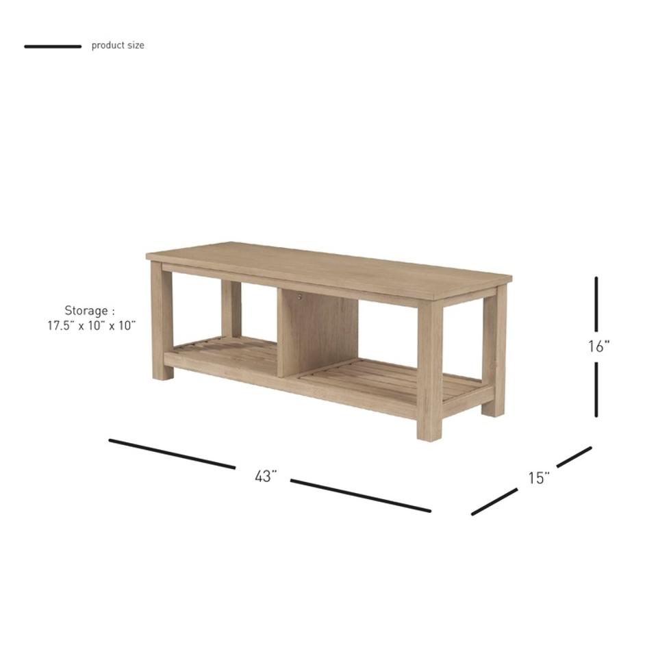 Tiburon KD TV Bench, Drifted Sand by New Pacific Direct