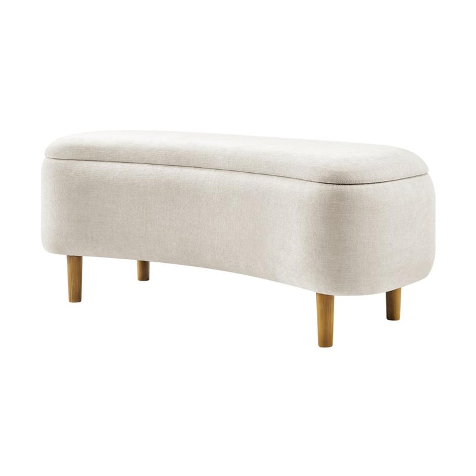 Leony Chenille Storage Bench, Seneca Beige  by New Pacific Direct