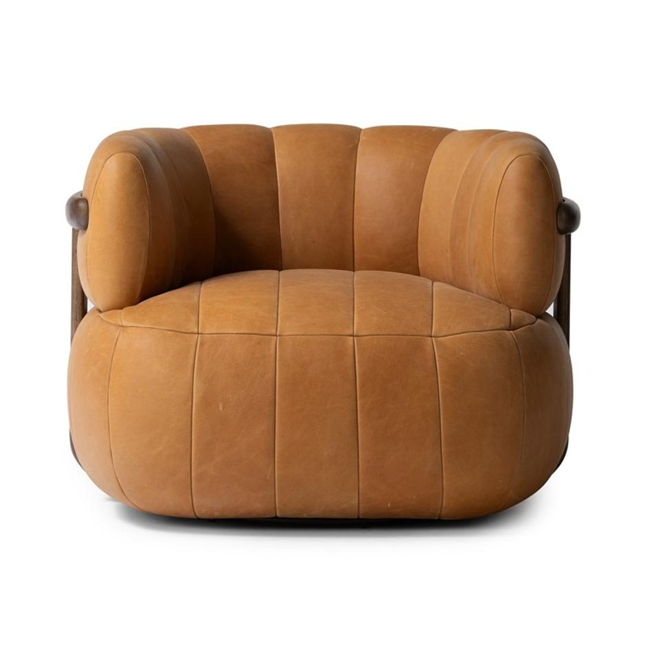 Doss Swivel Chair In Terra Brown Oak by Four Hands