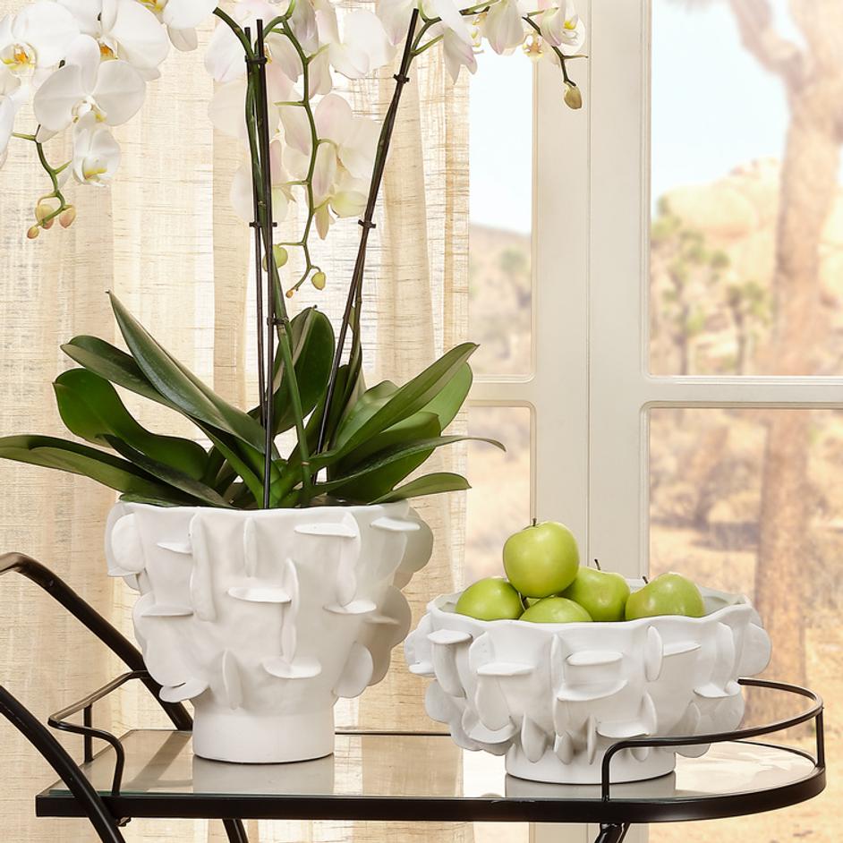  Helios Ceramic Decorative Vase, White by Jamie Young