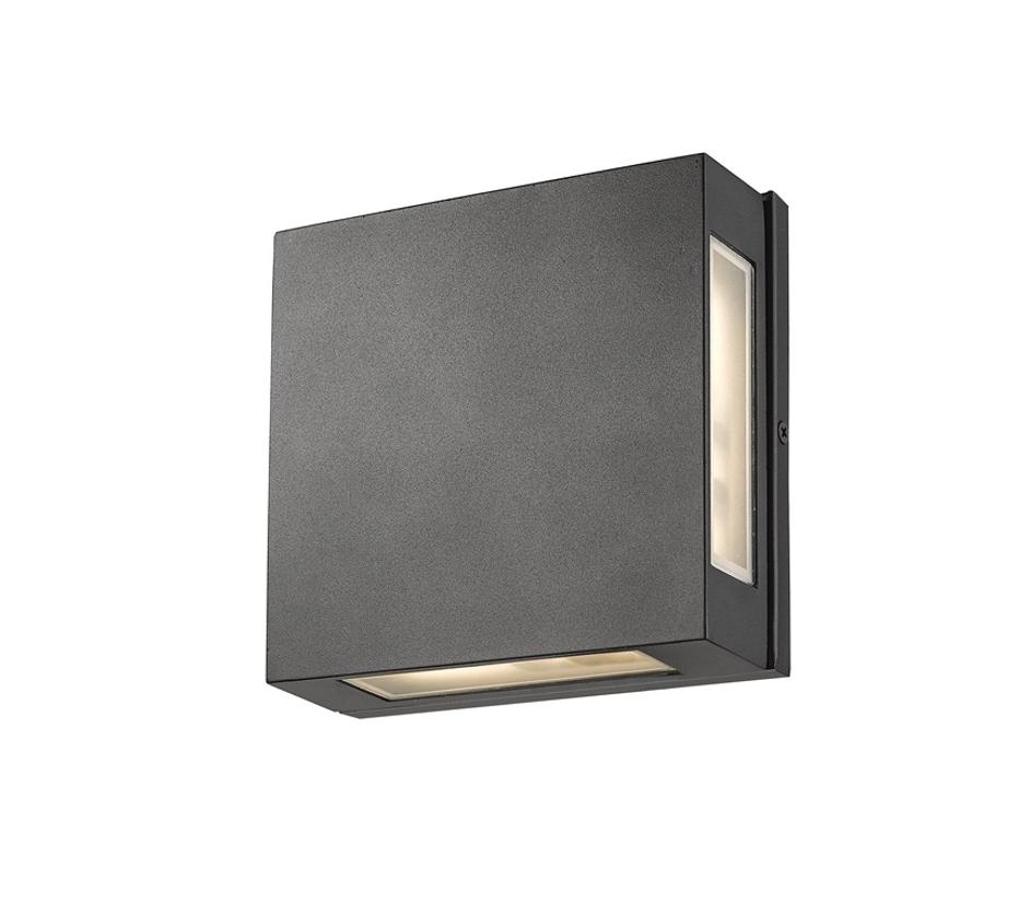 Quadrate 2 Light Outdoor Wall Sconce in Black Finish by Z-Lite