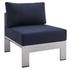 Nantucket Sunbrella® Fabric Aluminum Outdoor Patio Armless Chair In Silver Navy by Modway Furniture