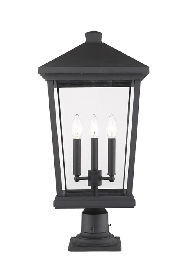 Beacon 3 Light Outdoor Pier Mounted Fixture in Black Finish by Z-Lite