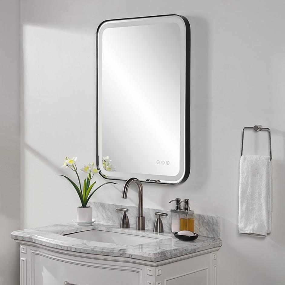 Crofton Lighted Black Vanity Mirror by Uttermost