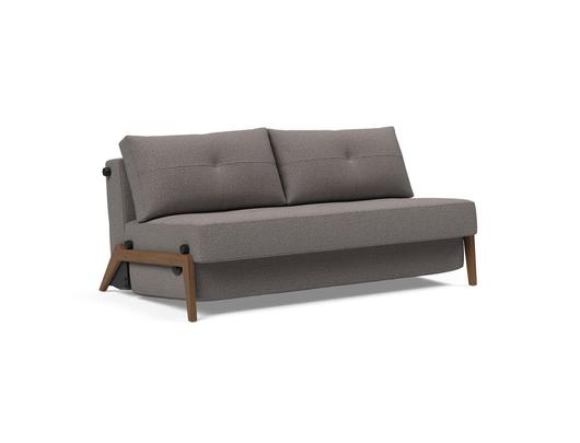 CUBED QUEEN SOFA BED in MIXED DANCE GREY FABRIC WITH Dark Wood LEGS 521 by INNOVATION USA