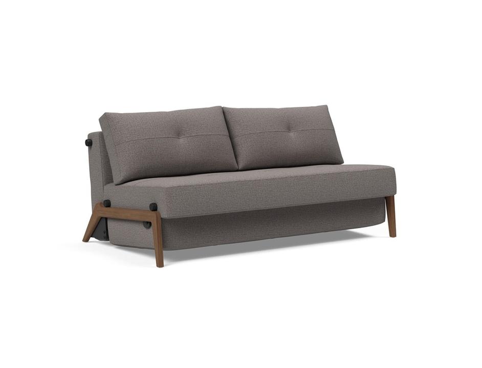 CUBED QUEEN SOFA BED in MIXED DANCE GREY FABRIC WITH Dark Wood LEGS 521 by INNOVATION USA