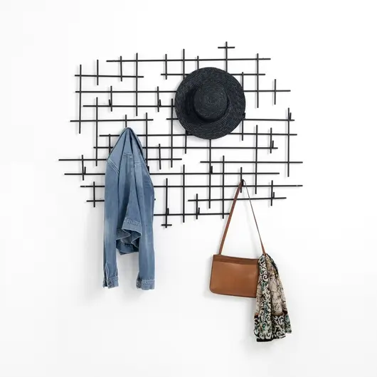 Crossin Coat Rack In Iron Matte Black by FOUR HANDS