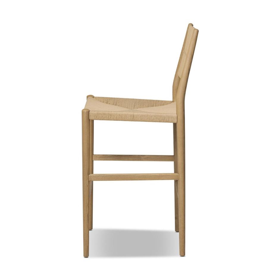 Dara Bar Stool In Toasted Ash And Natural Paper Cord by Four Hands