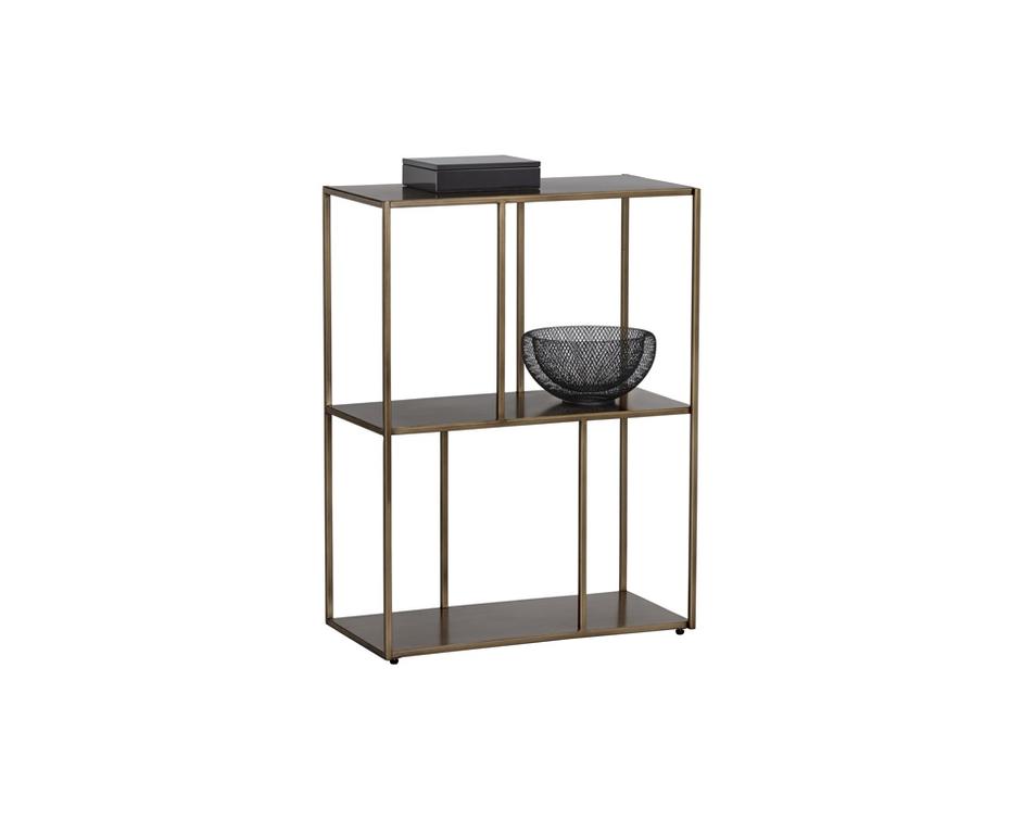 Eiffel Low Bookcase - Small - Antique Brass by Sunpan