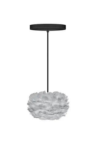 Eos Micro Hardwired Pendant in Grey with Black Cord by UMAGE