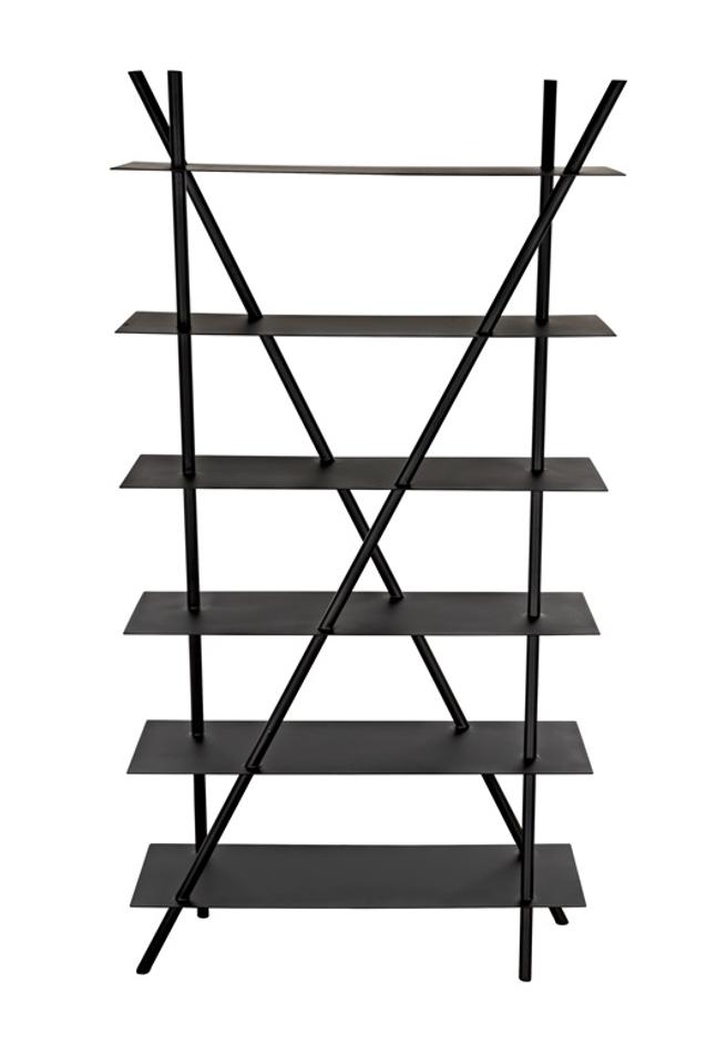 Siddhartha Industrial Steel Bookcase in Matte Black by Noir Furniture