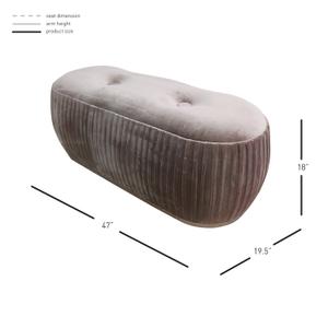 Bianca Tufted Oval Ottoman, Chamoise Gray/Gold by New Pacific Direct