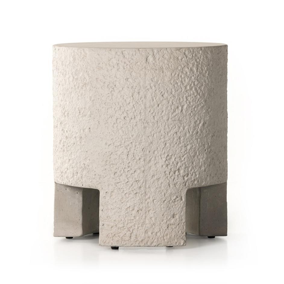 Kember Outdoor End Table In Blanc White by FOUR HANDS