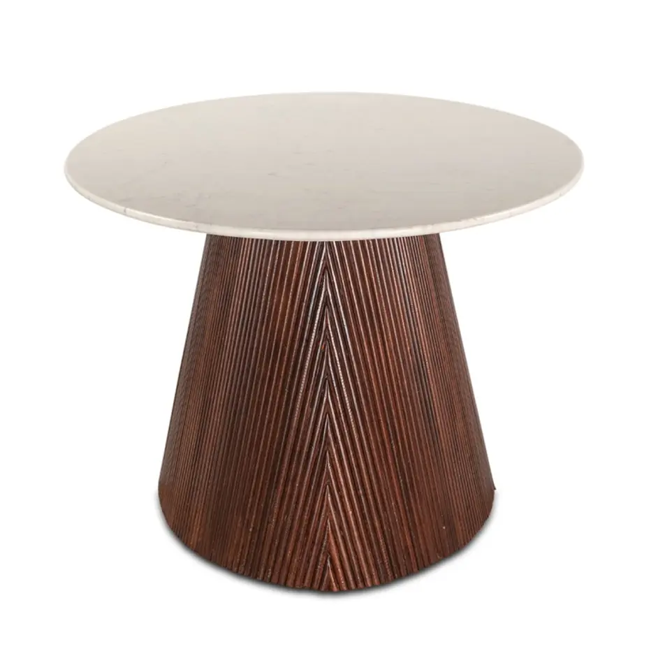 Amalfi 90" Mango Wood and White Marble Dining Table by Home Trends & Design