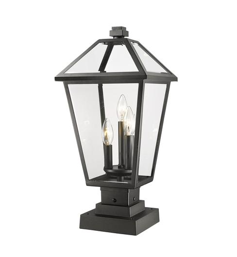 Talbot 3 Light Outdoor Pier Mounted Fixture in Black Finish by Z-Lite