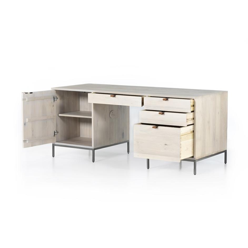 Trey Executive Desk In Dove Poplar by FOUR HANDS