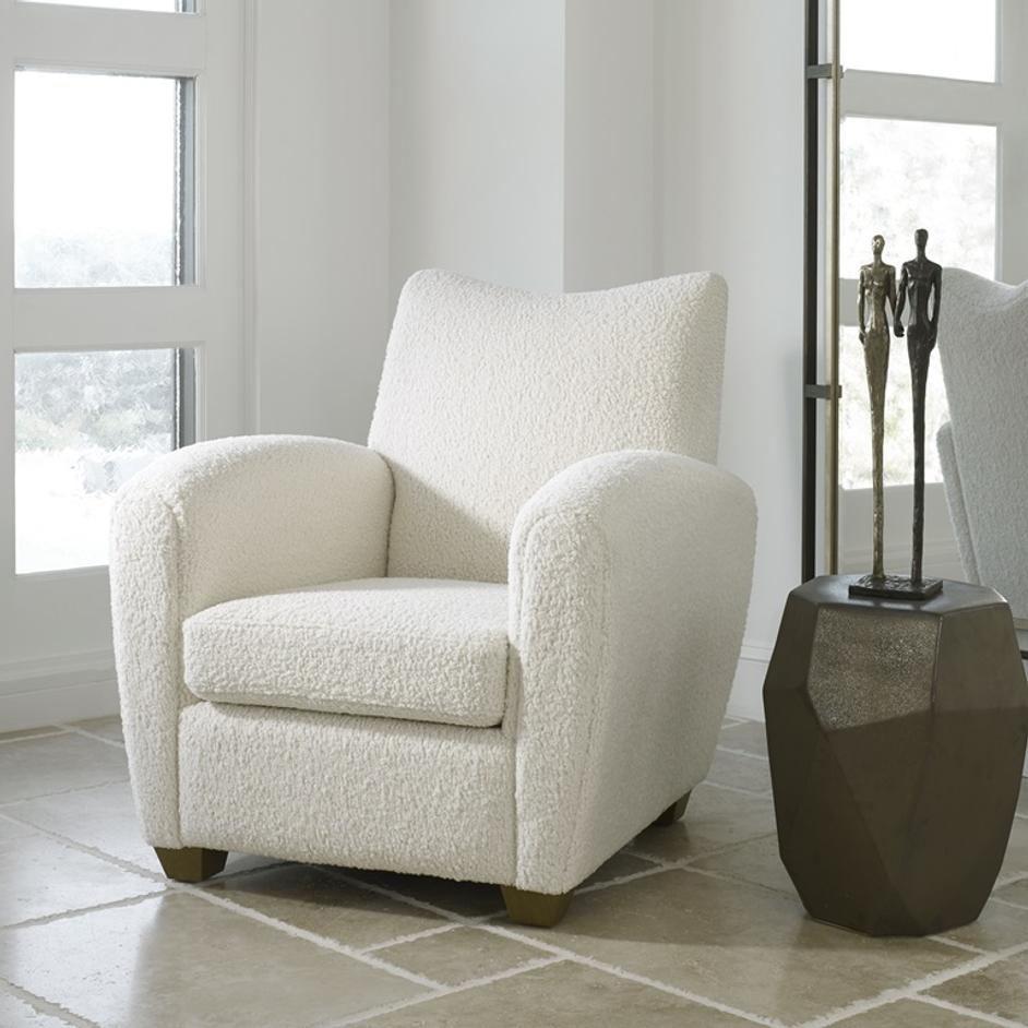 Teddy White Shearling Accent Chair by Uttermost