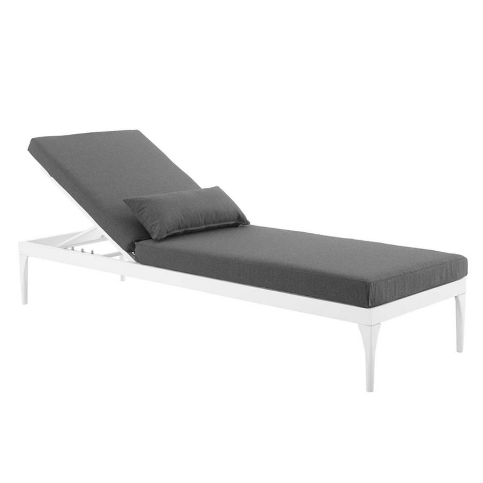 Myler Cushion Outdoor Patio Chaise Lounge Chair In White Charcoal by Modway Furniture