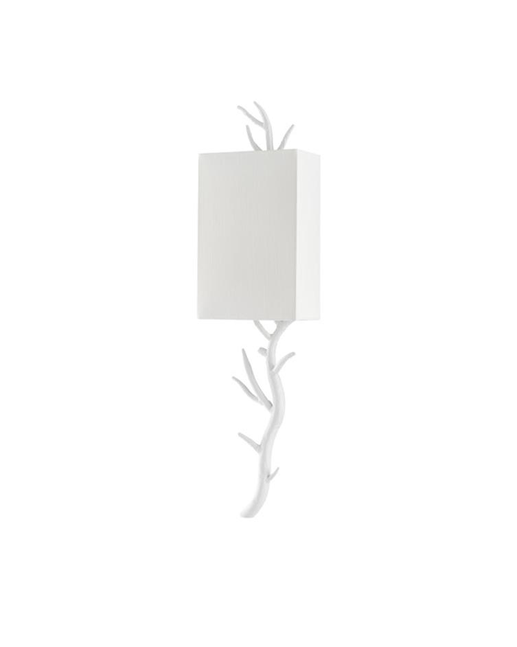 Baneberry Wall Sconce, Left In Gesso White by Currey & Company