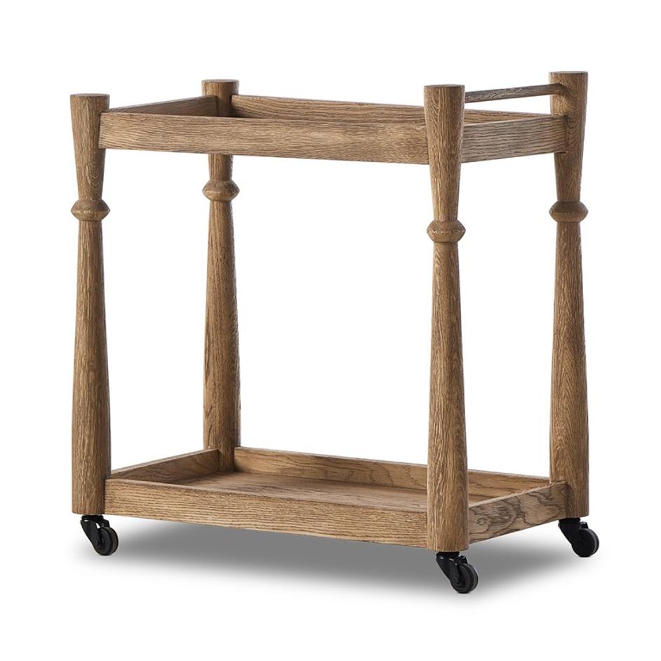 Alamosa Bar Cart In Light Wash Oak by Four Hands