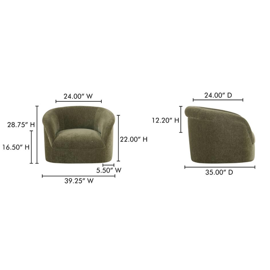 Thora Lounge Chair Dark Green by Moes Home