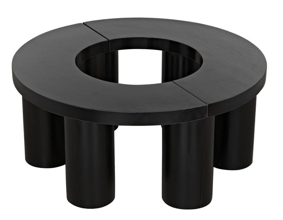 Pluto Mahogany Coffee Table in Hand-Rubbed Black by Noir Furniture