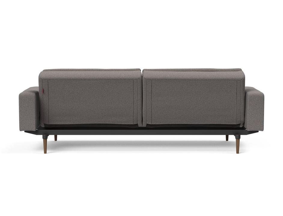 DUBLEXO SLEEPER SOFA W/ARMS in MIXED DANCE GREY FABRIC WITH Dark Wood LEGS 521 by INNOVATION USA