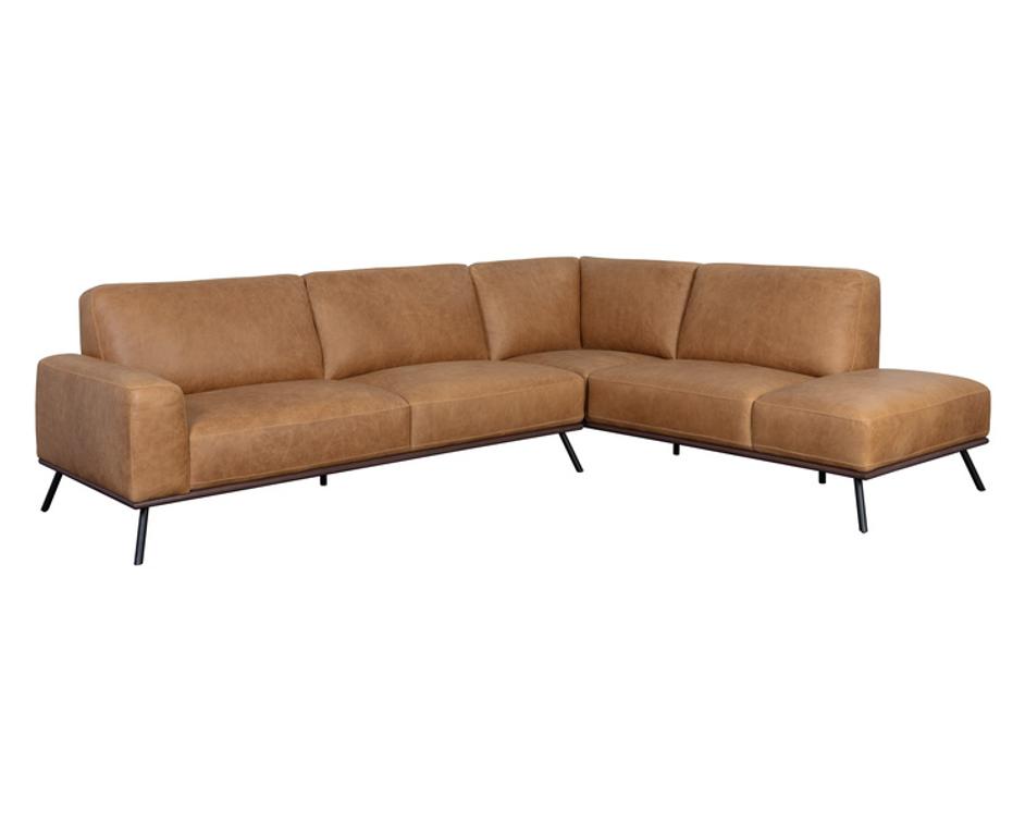 BRANDI SOFA CHAISE - RAF - CAMEL LEATHER by Sunpan