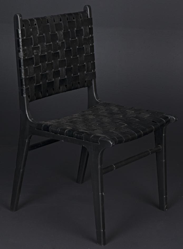 Dede Dining Chair, Leather, Black by Noir Furniture