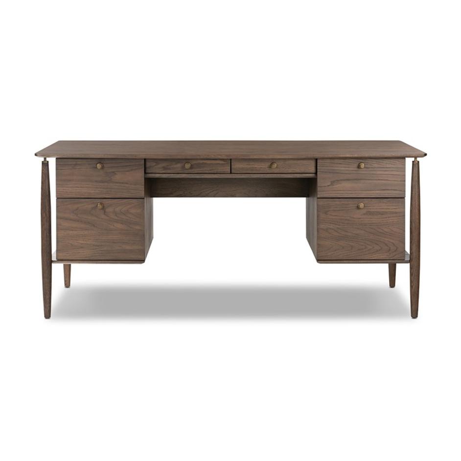 Markia Executive Desk - Aged Oak Veneer by Four Hands