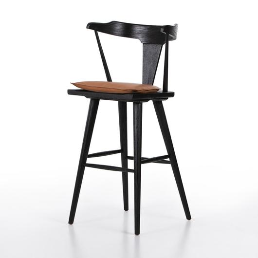 Ripley Stool With Cushion In Black Oak In Bar by FOUR HANDS
