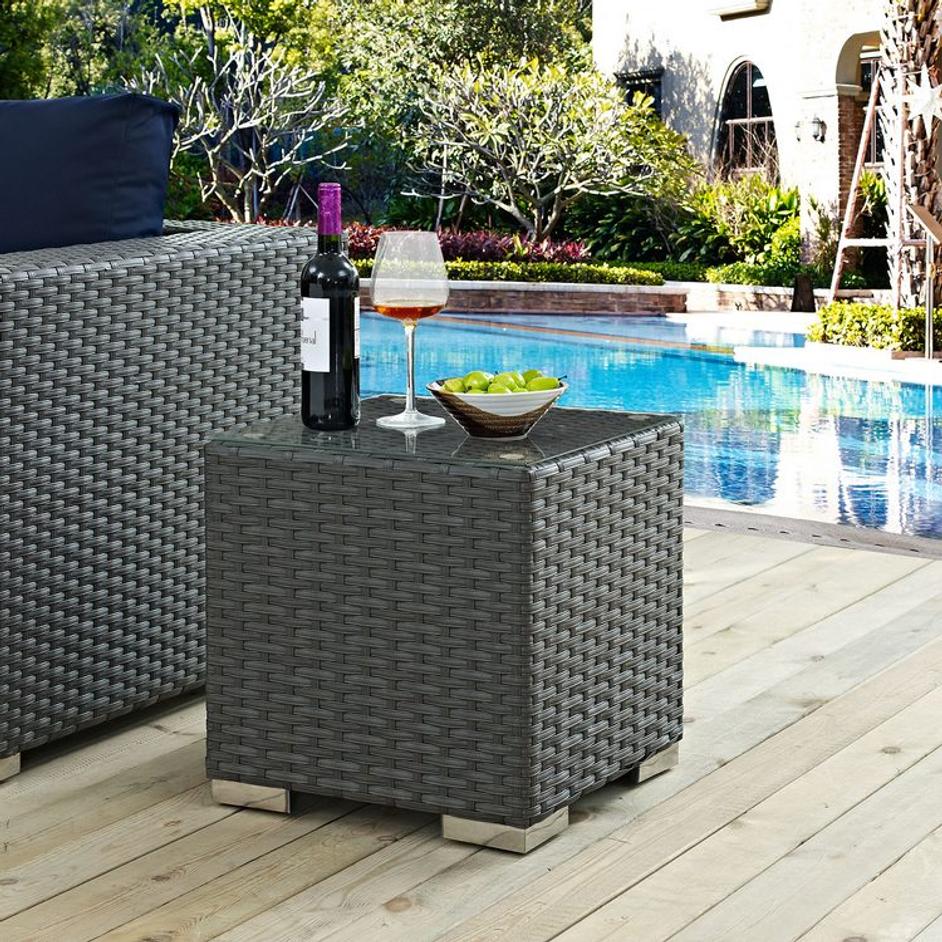 Cove Outdoor Patio Side Table In Chocolate by Modway Furniture