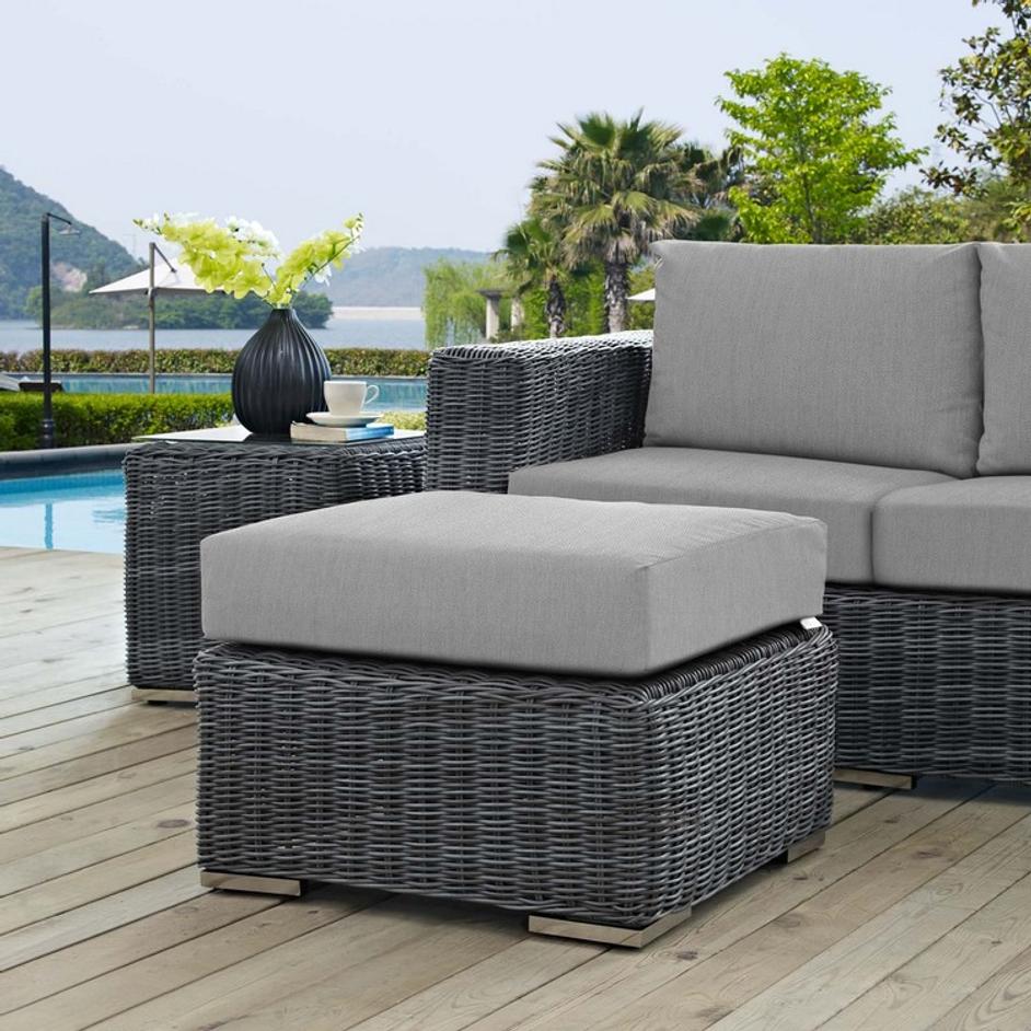 Kindle Outdoor Patio Sunbrella® Ottoman In Canvas Gray by Modway Furniture