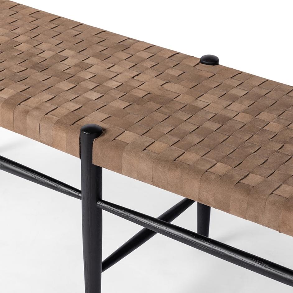 Wyatt Bench In Drifted Matte Black by FOUR HANDS