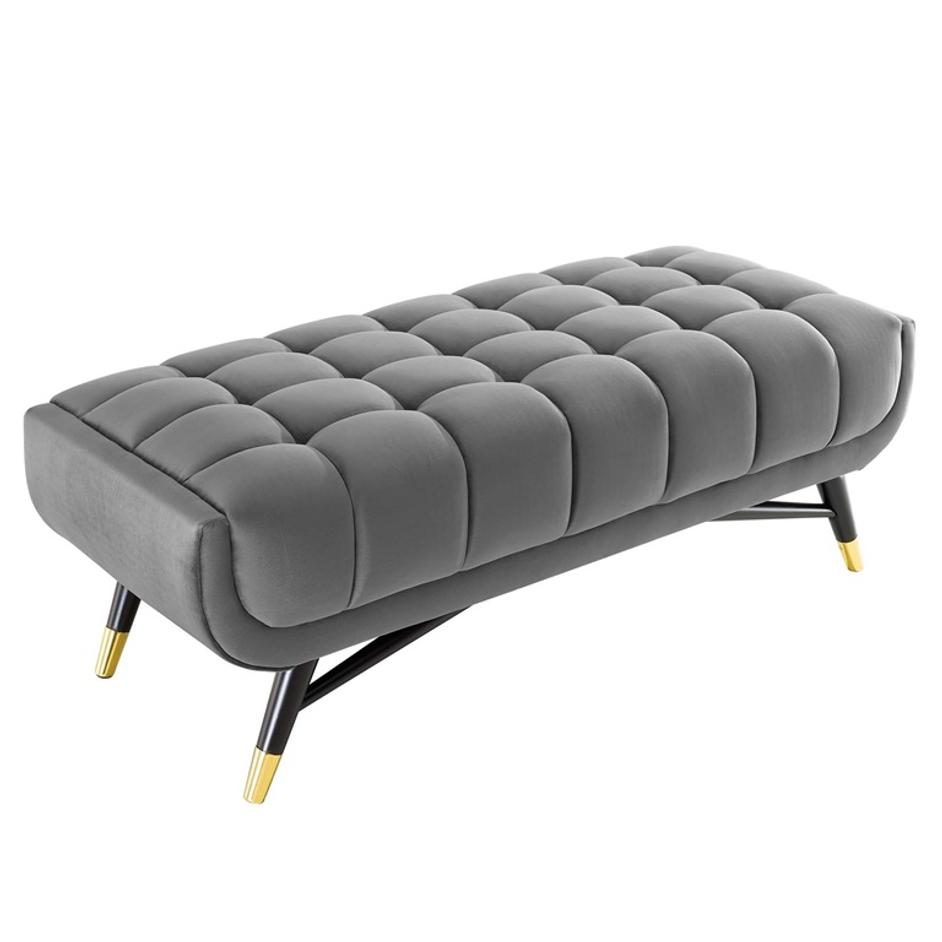 Scholar 47.5" Performance Velvet Bench In Gray by Modway Furniture