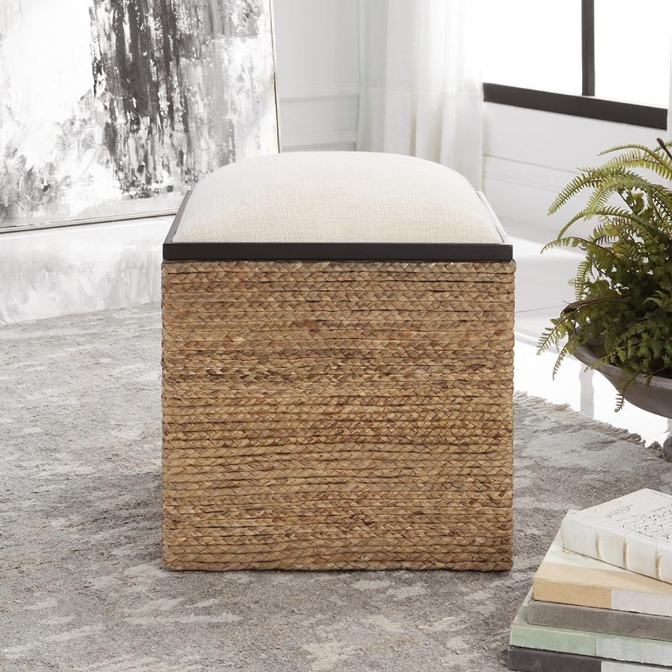 Island Square Straw Accent Stool by Uttermost