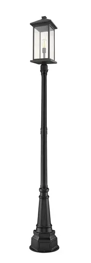 Portland 1 Light Outdoor Post Mounted Fixture in Black Finish by Z-Lite