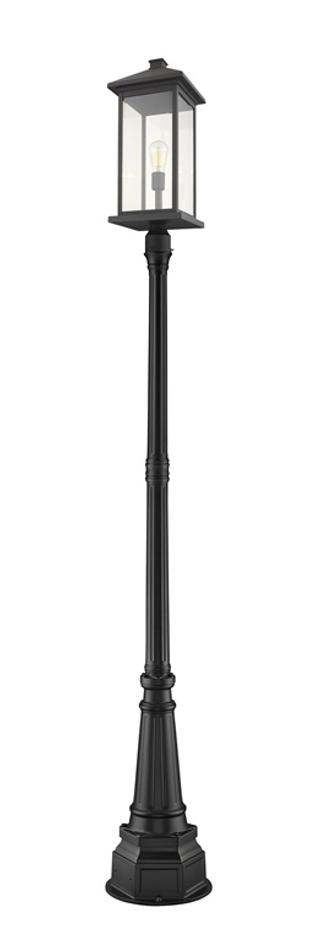Portland 1 Light Outdoor Post Mounted Fixture in Black Finish by Z-Lite