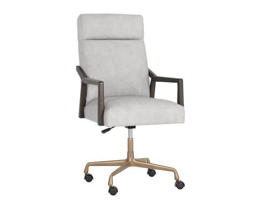 Collin Office Chair - Saloon Light Grey Leather by Sunpan