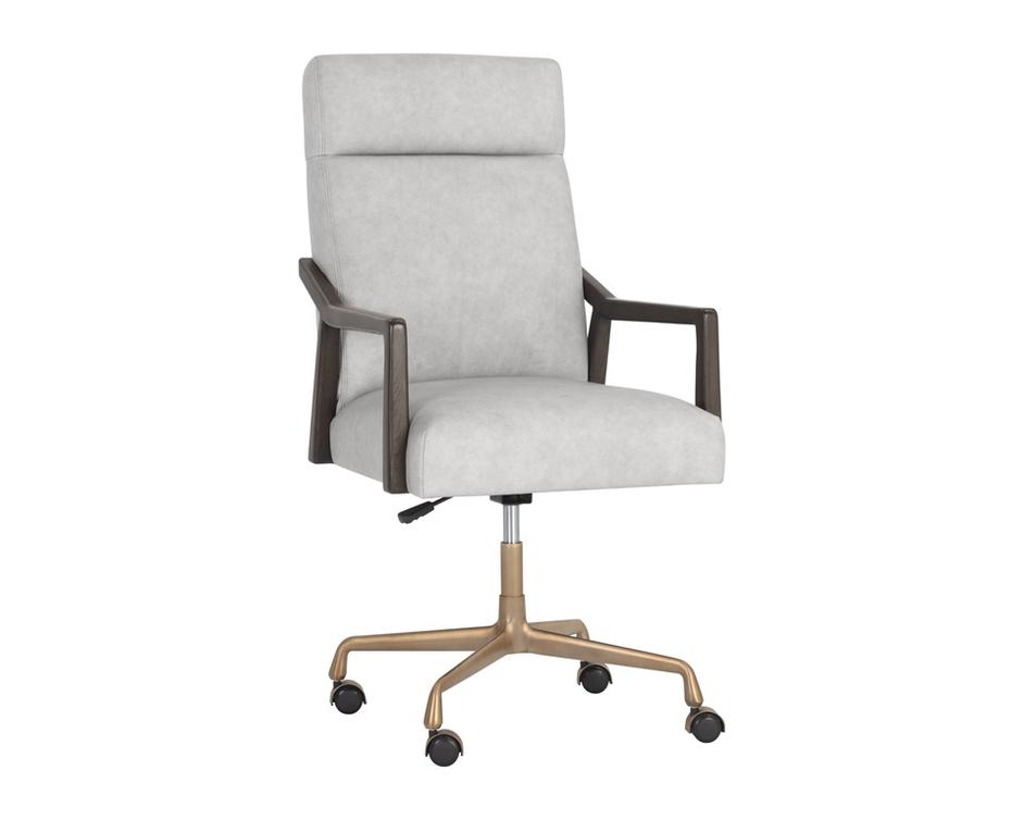 Collin Office Chair - Saloon Light Grey Leather by Sunpan