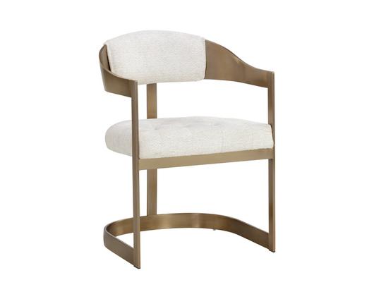 BEAUMONT DINING ARMCHAIR - ANTIQUE BRASS - RHEA LIGHT BARLEY by Sunpan