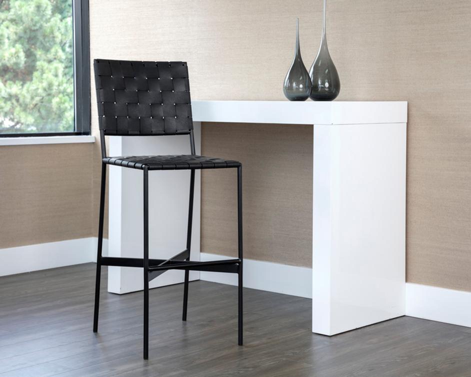 OMARI BARSTOOL - BLACK LEATHER by Sunpan